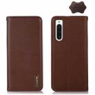 For Sony Xperia 10 V KHAZNEH Nappa Top Layer Cowhide Leather Phone Case(Brown) - 1