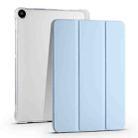 For Huawei MatePad SE 3-folding Transparent TPU Smart Leather Tablet Case with Pen Slot(Ice Blue) - 1