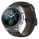 For Samsung Galaxy Watch3 45mm R840 Oil Wax Genuine Leather Watch Band(Dark Brown) - 1