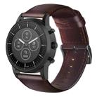 For Fossil Hybrid Smartwatch HR Oil Wax Genuine Leather Watch Band(Red Brown) - 1