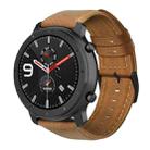 For Amazfit GTR 47mm / Pace / Stratos Oil Wax Genuine Leather Watch Band(Yellow Brown) - 1