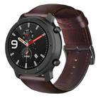 For Amazfit GTR 47mm / Pace / Stratos Oil Wax Genuine Leather Watch Band(Red Brown) - 1