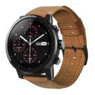 For Amazfit 2 Stratos Oil Wax Genuine Leather Watch Band(Yellow Brown) - 1