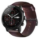 For Amazfit 2 Stratos Oil Wax Genuine Leather Watch Band(Red Brown) - 1