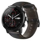 For Amazfit 2 Stratos Oil Wax Genuine Leather Watch Band(Dark Brown) - 1