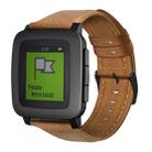 For Pebble Time Oil Wax Genuine Leather Watch Band(Yellow Brown) - 1