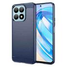 For Honor X8a Brushed Texture Carbon Fiber TPU Phone Case(Blue) - 1