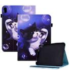 Colored Drawing Stitching Elastic Band Leather Smart Tablet Case For iPad 10th Gen 10.9 2022(Bubble Cat) - 1