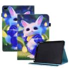 Colored Drawing Stitching Elastic Band Leather Smart Tablet Case For iPad 9 / 8 / 6 / 5(Cute Rabbit) - 1