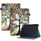 Colored Drawing Stitching Elastic Band Leather Smart Tablet Case For iPad 9 / 8 / 6 / 5(Life Tree) - 1