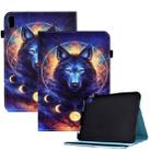 Colored Drawing Stitching Elastic Band Leather Smart Tablet Case For iPad mini 6(Sky Wolf) - 1