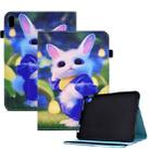 Colored Drawing Stitching Elastic Band Leather Smart Tablet Case For iPad mini 2024 / mini 6(Cute Rabbit) - 1