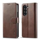 For Samsung Galaxy Z Fold5 5G LC.IMEEKE Calf Texture Leather Phone Case(Coffee) - 1