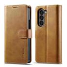 For Samsung Galaxy Z Fold5 5G LC.IMEEKE Calf Texture Leather Phone Case(Brown) - 1