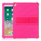 For iPad 6 (9.7 Universal) Tablet PC Silicone Protective Case with Invisible Bracket(Rose Red) - 1