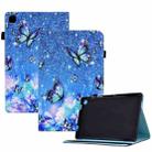 For Samsung Galaxy Tab S6 Lite P610 Colored Drawing Stitching Elastic Band Leather Smart Tablet Case(Butterfly) - 1