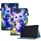 For Samsung Galaxy Tab S6 Lite P610 Colored Drawing Stitching Elastic Band Leather Smart Tablet Case(Cute Rabbit) - 1