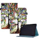 For Samsung Galaxy Tab A7 T500 Colored Drawing Stitching Elastic Band Leather Smart Tablet Case(Life Tree) - 1