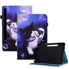 For Samsung Galaxy Tab S7 / S8 Colored Drawing Stitching Elastic Band Leather Smart Tablet Case(Bubble Cat) - 1