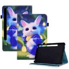 For Samsung Galaxy Tab S7 / S8 Colored Drawing Stitching Elastic Band Leather Smart Tablet Case(Cute Rabbit) - 1