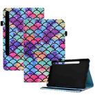 For Samsung Galaxy Tab S7 / S8 Colored Drawing Stitching Elastic Band Leather Smart Tablet Case(Wavy Pattern) - 1