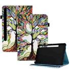 For Samsung Galaxy Tab S7 / S8 Colored Drawing Stitching Elastic Band Leather Smart Tablet Case(Life Tree) - 1