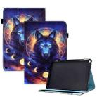 For Amazon Kindle Fire HD 10 2021 Colored Drawing Stitching Elastic Band Leather Smart Tablet Case(Space Wolf) - 1