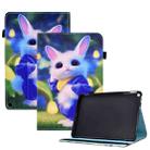 For Amazon Kindle Fire HD 10 2021 Colored Drawing Stitching Elastic Band Leather Smart Tablet Case(Cute Rabbit) - 1