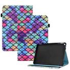 For Amazon Kindle Fire HD 10 2021 Colored Drawing Stitching Elastic Band Leather Smart Tablet Case(Wavy Pattern) - 1