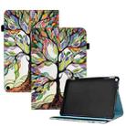 For Amazon Kindle Fire HD 10 2021 Colored Drawing Stitching Elastic Band Leather Smart Tablet Case(Life Tree) - 1
