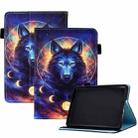 For Amazon Kindle Paperwhite 4/3/2/1 Colored Drawing Stitching Elastic Band Leather Smart Tablet Case(Space Wolf) - 1