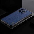 For iPhone 14 Pro TPU + PC + PU Tree Texture Shockproof Full Coverage Protective Phone Case(Blue) - 1