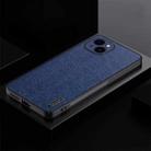 For iPhone 14 TPU + PC + PU Tree Texture Shockproof Full Coverage Protective Phone Case(Blue) - 1