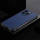 For iPhone 12 Pro Max TPU + PC + PU Tree Texture Shockproof Full Coverage Protective Phone Case(Blue) - 1