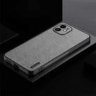 For iPhone 12 TPU + PC + PU Tree Texture Shockproof Full Coverage Protective Phone Case(Grey) - 1