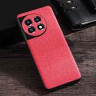 For OnePlus 11 Cloth Texture PU + TPU Phone Case(Red) - 1