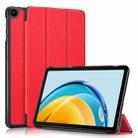 For Huawei Matepad SE 10.4 2022 Custer Pure Color 3-Fold Holder Leather Tablet Case(Red) - 1