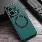 For OnePlus 11 Cloth Texture PU MagSafe Magnetic Phone Case(Green) - 1