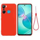 For Infinix Hot 12 Pro X668C Pure Color Liquid Silicone Shockproof Phone Case(Red) - 1