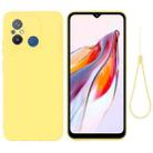For Xiaomi Redmi 12C / 11A / Poco C55 Pure Color Liquid Silicone Shockproof Phone Case(Yellow) - 1