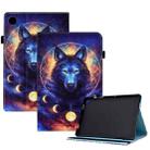 For Huawei MatePad T10 Colored Drawing Stitching Elastic Band Leather Tablet Case(Space Wolf) - 1