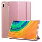 For Huawei MatePad Pro 10.8 inch 3-folding Horizontal Flip PU Leather + Shockproof Honeycomb TPU Case with Holder(Rose Gold) - 1