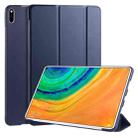 For Huawei MatePad Pro 10.8 inch 3-folding Horizontal Flip PU Leather + Shockproof Honeycomb TPU Case with Holder(Dark Blue) - 1