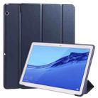 Huawei MediaPad T5 10 inch 3-folding Horizontal Flip PU Leather + Shockproof Honeycomb TPU Case with Holder(Dark Blue) - 1