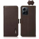 For Xiaomi Redmi Note 12 4G Global KHAZNEH Side-Magnetic Litchi Genuine Leather RFID Phone Case(Brown) - 1