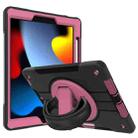 360-degree Rotating Holder Tablet Case with Wristband For iPad 10.2 2020 / 2019(Black + Rose Red) - 1