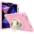 360-degree Rotating Holder Tablet Case with Wristband For iPad Pro 12.9 2021/2020(Pink + Beige) - 1