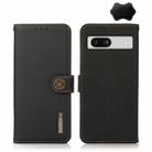 For Google Pixel 7A KHAZNEH Custer Texture RFID Genuine Leather Phone Case(Black) - 1