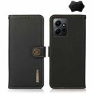 For Xiaomi Redmi Note 12 4G Global KHAZNEH Custer Texture RFID Genuine Leather Phone Case(Black) - 1