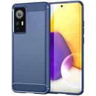 For Xiaomi Redmi 12S Brushed Texture Carbon Fiber TPU Phone Case(Blue) - 1